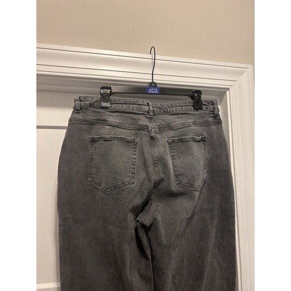 LONG TALL SALLY Washed Gray Raw Hem Ankle Jeans Grunge Denim Stretch Size 14 - Picture 7 of 9